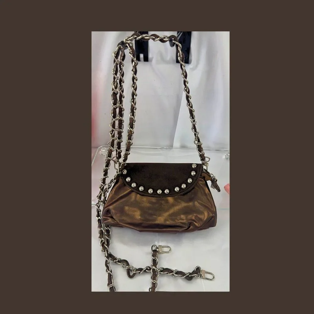 Expressions NYC Bronze Studded Chain Crossbody Bag